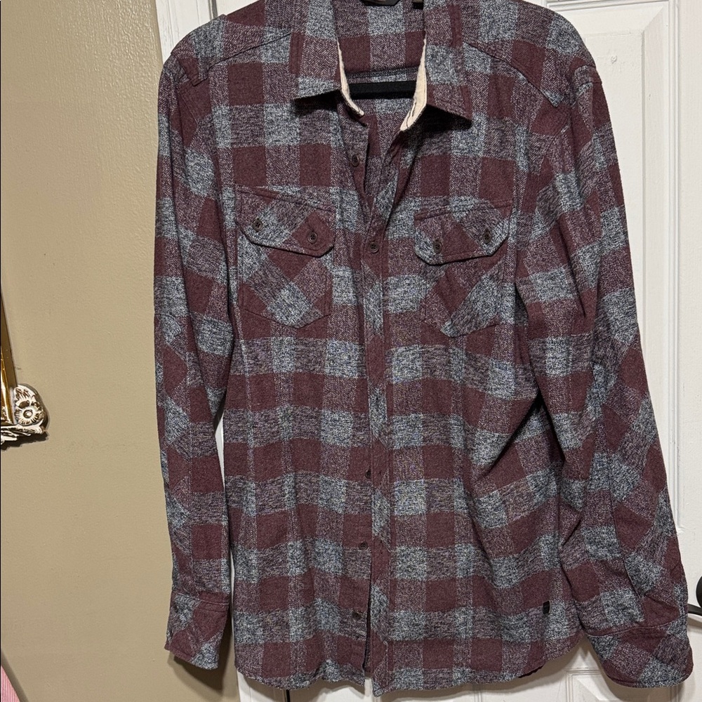 Stylish Maroon and Gray Checkered Men's Shirt
